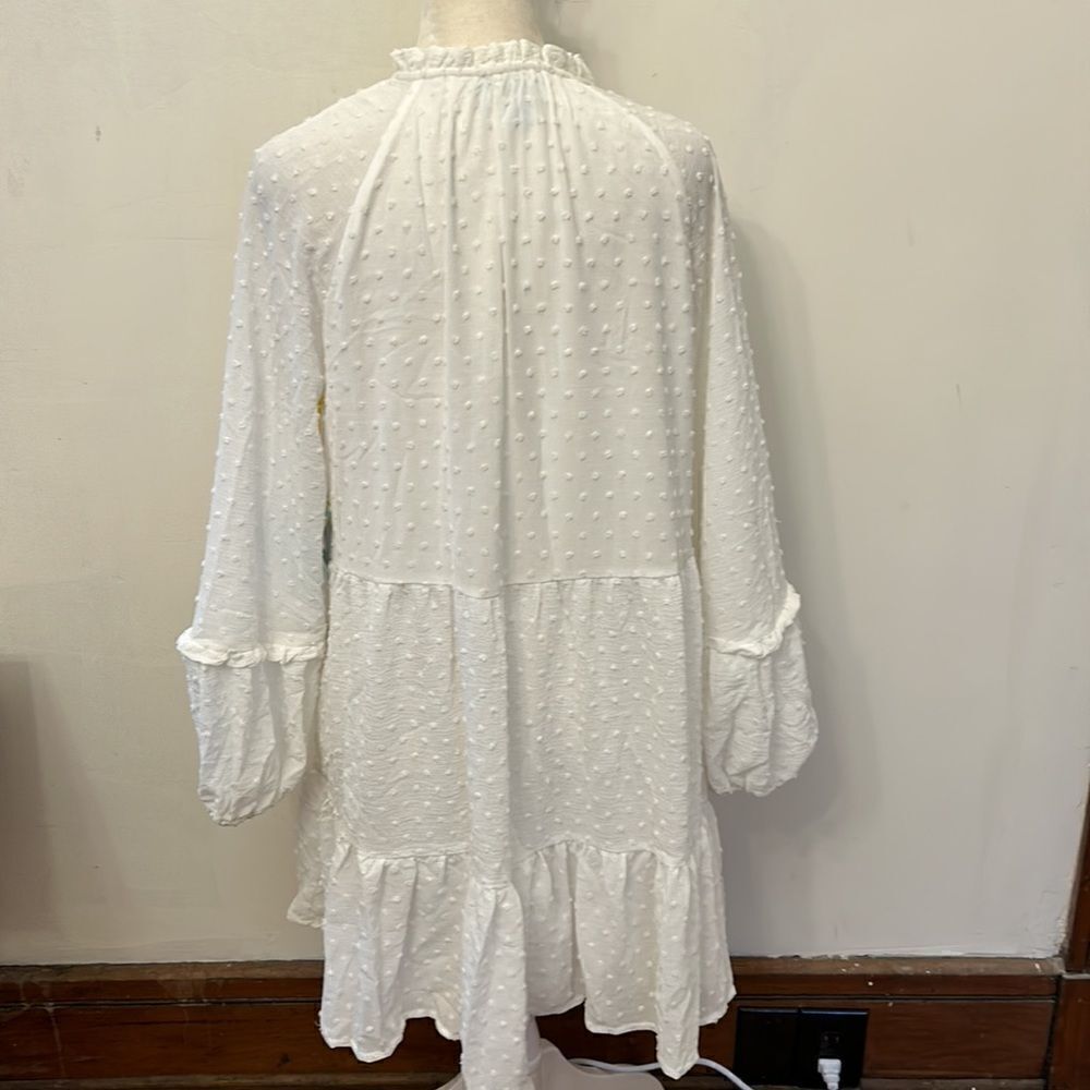 CeCe ecru long sleeve tired dress Size S New - Picture 5 of 11